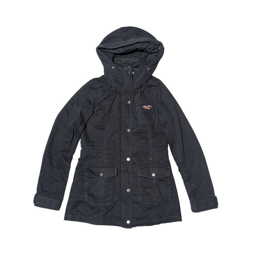 Vintage Hollister Jacket Womens S Navy Sherpa Lined Field Parka Hooded Military